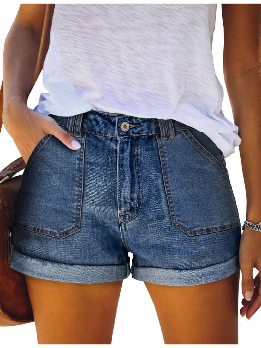 Women's navy Summer Comfortable Stretchy Denim Casual Hot Short Jort Jean